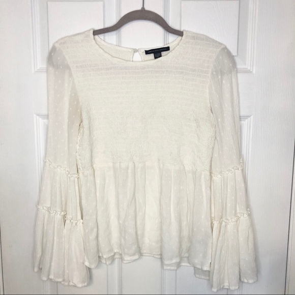 𝅺AMERICAN Eagle White Bell Sleeve Flowy Top XS - Picture 1 of 7